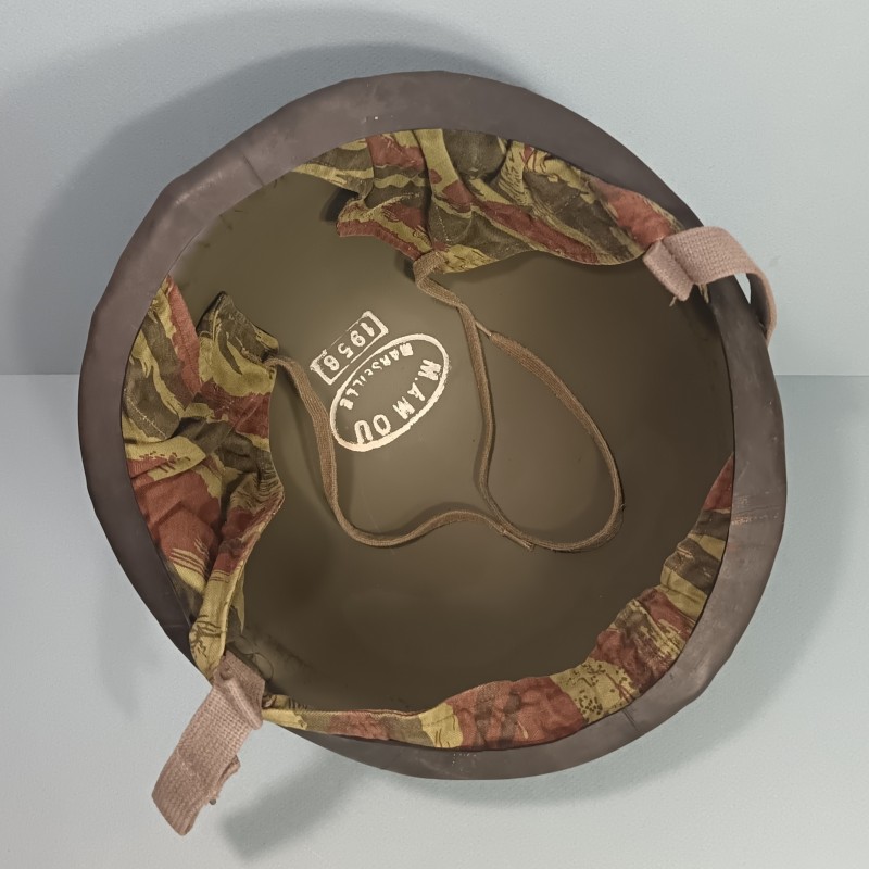 CASQUE FRANCAIS MODELE 1951 ET CAPUCHE 47-56 CASQUE LOURD MAMOU 1956 ET LINER ESPERAZA 1956